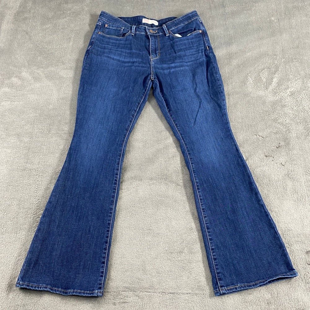 Levi Strauss Signature Jeans Womens 33W Mid Rise Bootcut Dark Wash Blue Stretch